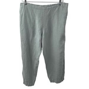 Bryn Walker 2X Linen Crop Pants Blue Lagenlook